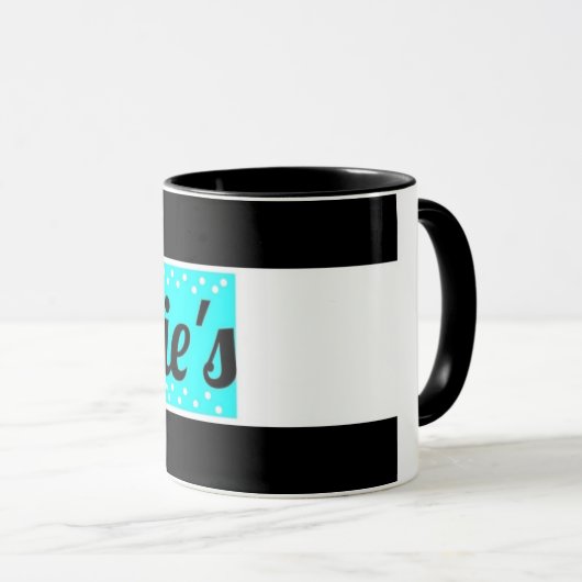 Dottie's Store-Logo-Kaffee-Tasse (schwarz/blau/wei Tasse (VorderseiteRechts)
