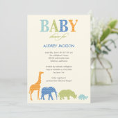 Dotty Animals Baby Shower Einladung - Blue (Stehend Vorderseite)