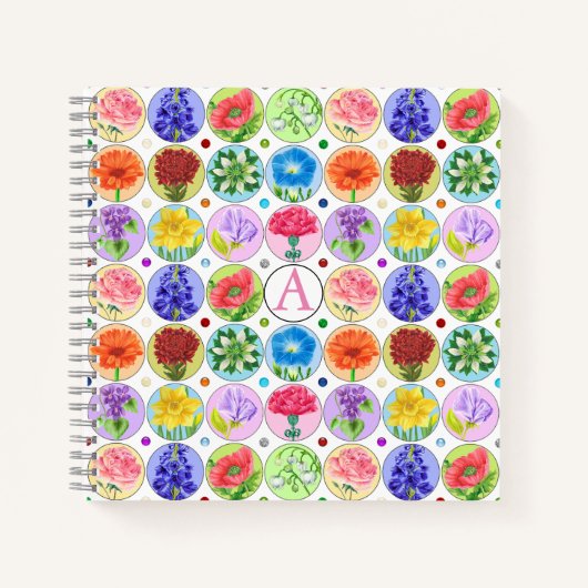 Dotty Birth Blume und Gem Notebook Notizblock (Vorderseite)