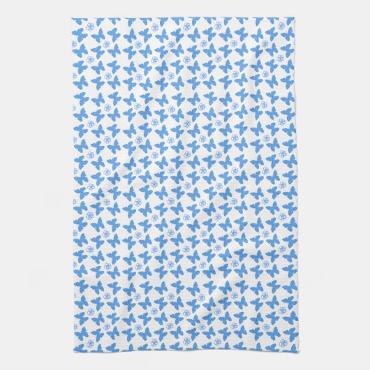 Dotty Blue Butterflies Geschirrtuch (Vertikal)