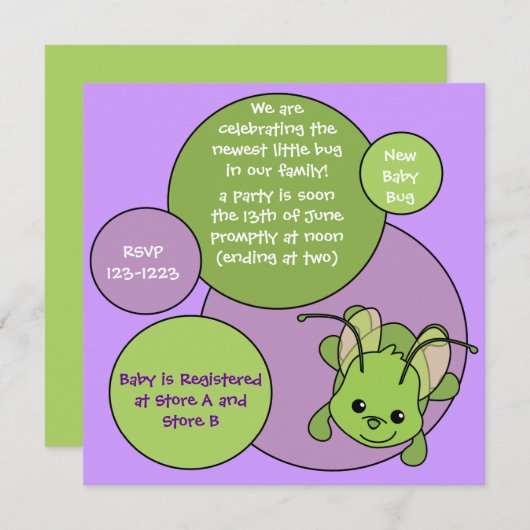 Dotty Bug Einladung (Vorne/Hinten)