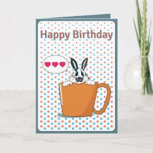 Dotty bunny Happy Birthday Card Karte