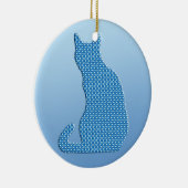 Dotty Cat - Blautöne Keramik Ornament (Rechts)