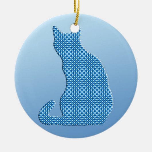 Dotty Cat - Blautöne Keramik Ornament (Vorne)