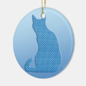 Dotty Cat - Blautöne Keramik Ornament (Links)