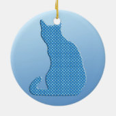 Dotty Cat - Blautöne Keramik Ornament (Hinten)