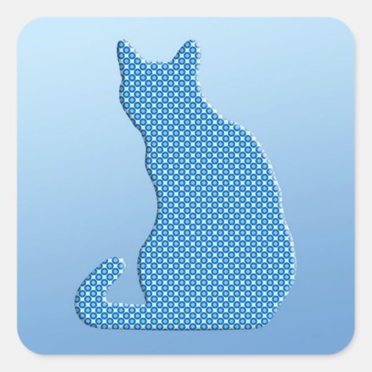 Dotty Cat - Blautöne Quadratischer Aufkleber (Vorderseite)