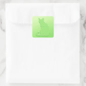 Dotty Cat - Kalkgrün Quadratischer Aufkleber (Tasche)