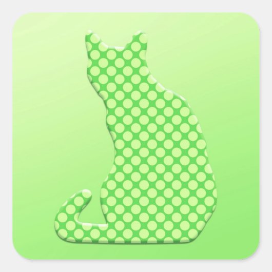 Dotty Cat - Kalkgrün Quadratischer Aufkleber (Vorderseite)
