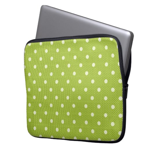 Dotty Delight Green Laptopschutzhülle (Vorderseite Links)