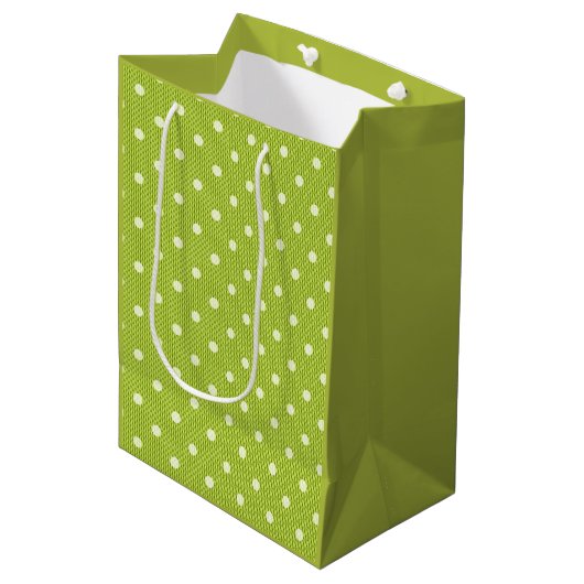 Dotty Delight Green Mittlere Geschenktüte (Vorderseite Schrägansicht)
