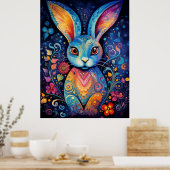 Dotty Delight: Regenbogen-Doodle-Hase Poster (Küche)