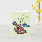 Dotty Dog Age Seven Go Karting Birthday Karte (Gelbe Blume)