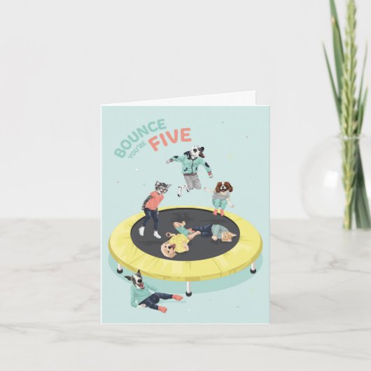 Dotty Dog Trampoline Party Alter Fünf Karte (Vorderseite)