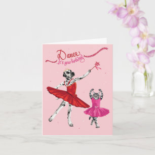 Dotty Dog und Kitty Ballerina Tanz Geburtstag Karte