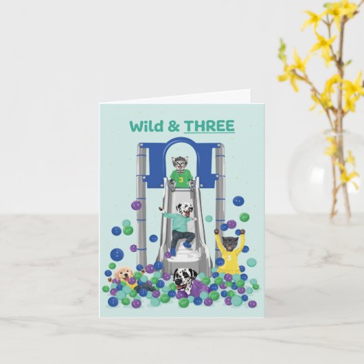 Dotty Dog Wild & Three Soft Play Ball Pit Geburtst Karte (Gelbe Blume)