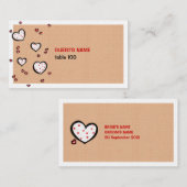 Dotty Hearts kraft Platzkarte (Vorne/Hinten)