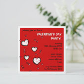 Dotty Hearts Red Valentine's Day Party Einladung (Stehend Vorderseite)