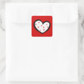 Dotty Hearts roter Square Sticker (Tasche)