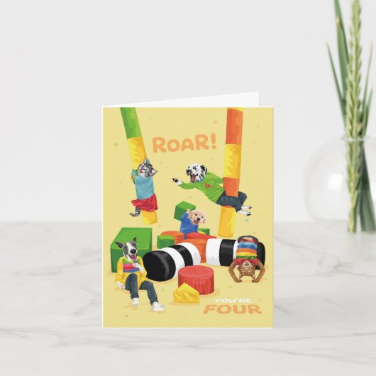 Dotty Hund Soft Play Roar Sie sind vier Karte (Vorderseite)