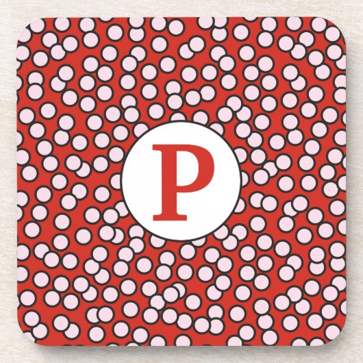 Dotty Monogramm-Muster Getränkeuntersetzer (Vorderseite)