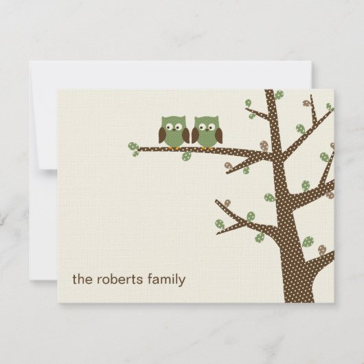 Dotty Owl Twins Vielen Dank Cards Einladung (Vorderseite)