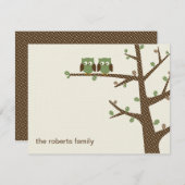 Dotty Owl Twins Vielen Dank Cards Einladung (Vorne/Hinten)