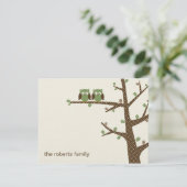 Dotty Owl Twins Vielen Dank Cards Einladung (Stehend Vorderseite)