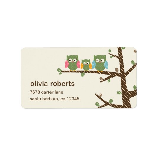 Dotty Owls Address Label Adressaufkleber (Vorne)