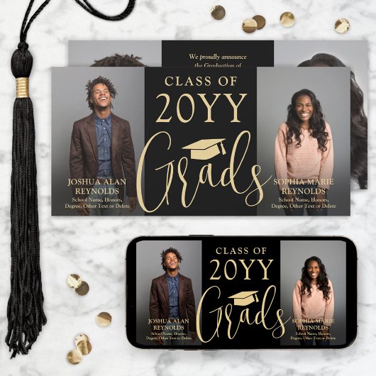 Double Abschluss 2 Black & Gold Joint Foto Ankündigung