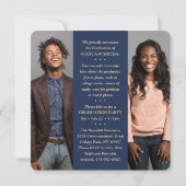 Double Abschluss 2 Grades & 4 Fotos Navy & Gold Ankündigung (Rückseite)