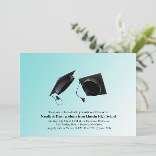 Double-Abschluss-Huttoss Einladung (Stehend Vorderseite)