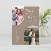 Double Arch Brown Wedding Foto Dankeskarte (Stehend Vorderseite)