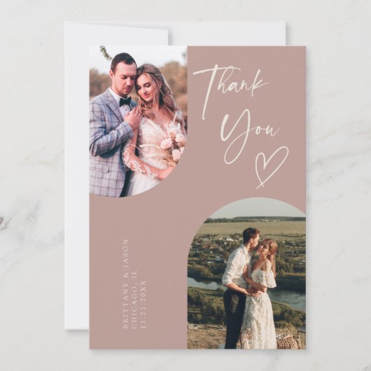 Double Arch Dusty Rose Wedding Foto Dankeskarte (Vorderseite)
