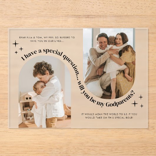 Double Arch Photo Godparents Proposal Acryleinladungen (Vorderseite)