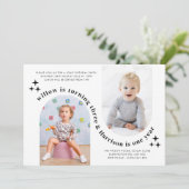 Double Arch Photo Joint Birthday Einladung (Stehend Vorderseite)