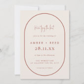 Double Arch Tying Knot Wedding Terracotta Script Einladung (Vorderseite)