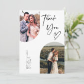 Double Arch White Wedding Foto Dankeskarte (Stehend Vorderseite)