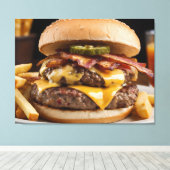 Double Bacon Cheeseburger Leinwanddruck (Insitu (Holzboden))
