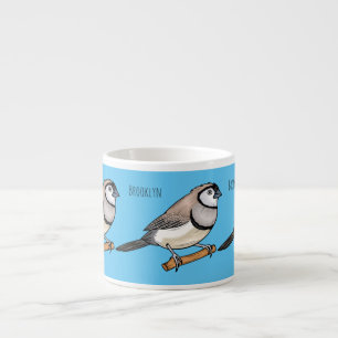Double-barred finch bird cartoon illustration espressotasse