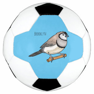 Double-barred finch bird cartoon illustration  fußball