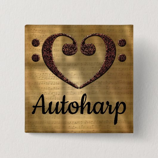 Double Bass Clef Heart Autoharp Button (Vorderseite)
