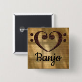 Double Bass Clef Heart Banjo Button (Vorne & Hinten)