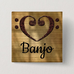 Double Bass Clef Heart Banjo Button