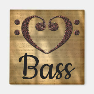 Double Bass Clef Heart Bass Magnet