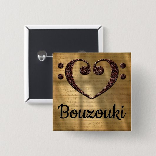 Double Bass Clef Heart Bouzouki Button (Vorne & Hinten)