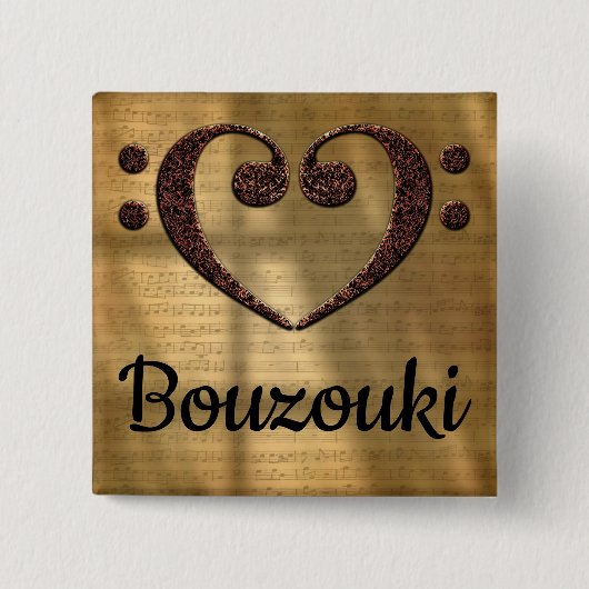 Double Bass Clef Heart Bouzouki Button (Vorderseite)
