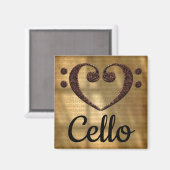 Double Bass Clef Heart Cello Magnet (Vorderseite/Rückseite)