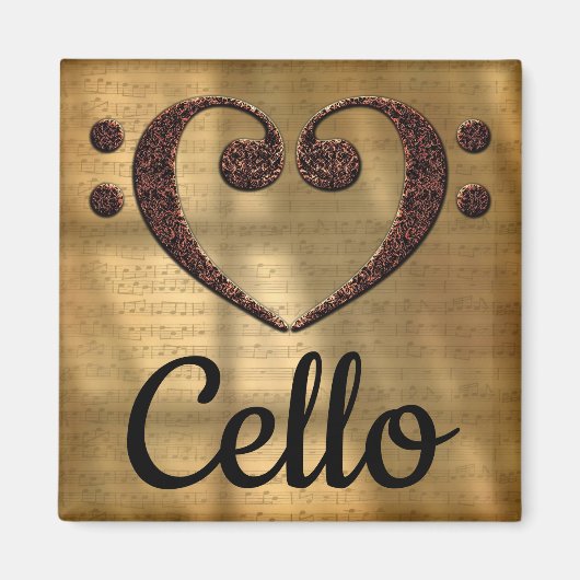 Double Bass Clef Heart Cello Magnet (Vorne)