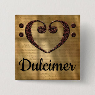 Double Bass Clef Heart Dulcimer Button